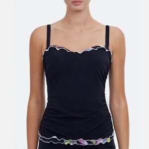 Profile Gottex Black Swimsuit Tankini Top Underwire 34D